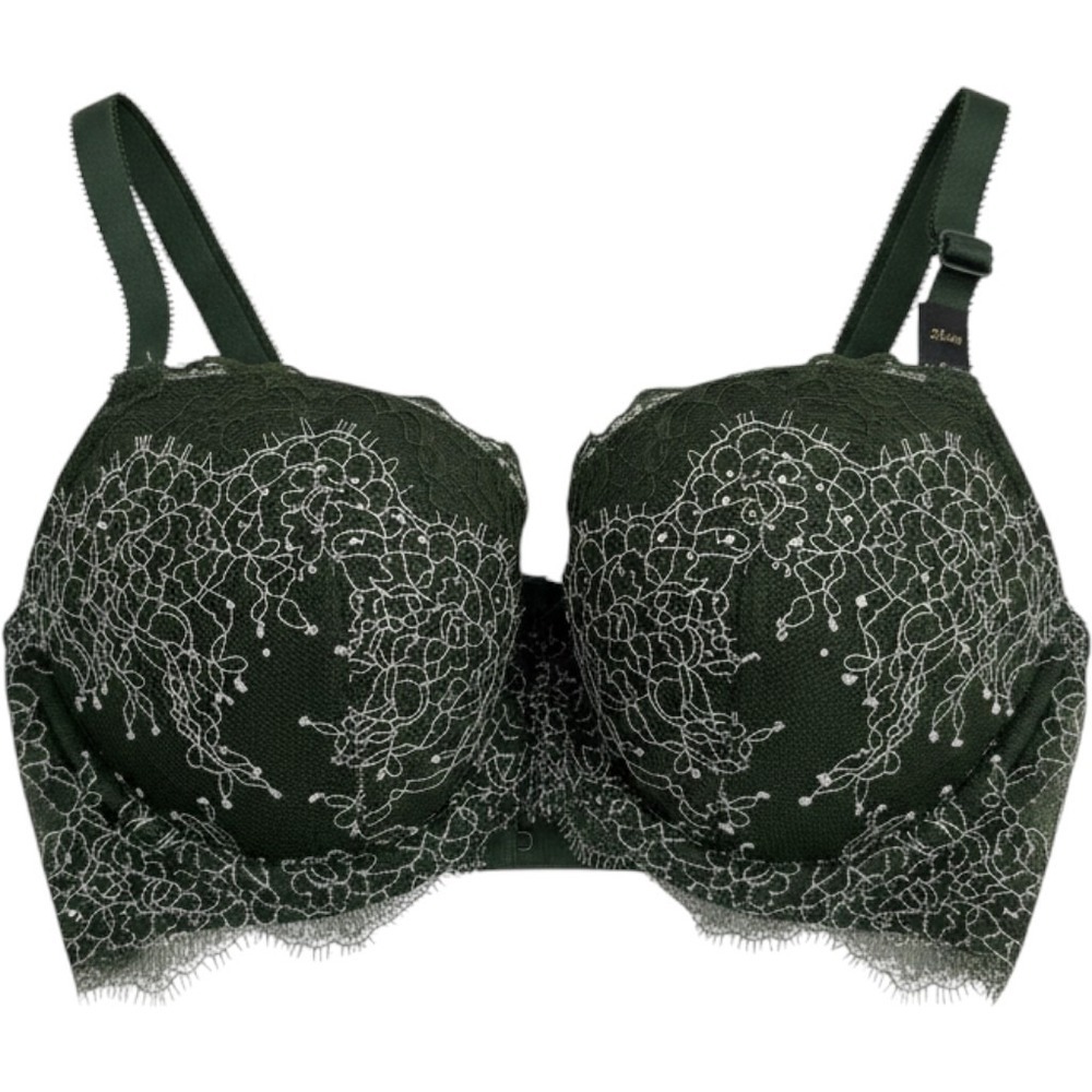 Victoria's Secret Dream Angels Green Lace Bejeweled Push Up Bra 32DD